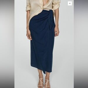 Mango Dark Blue Midi Skirt